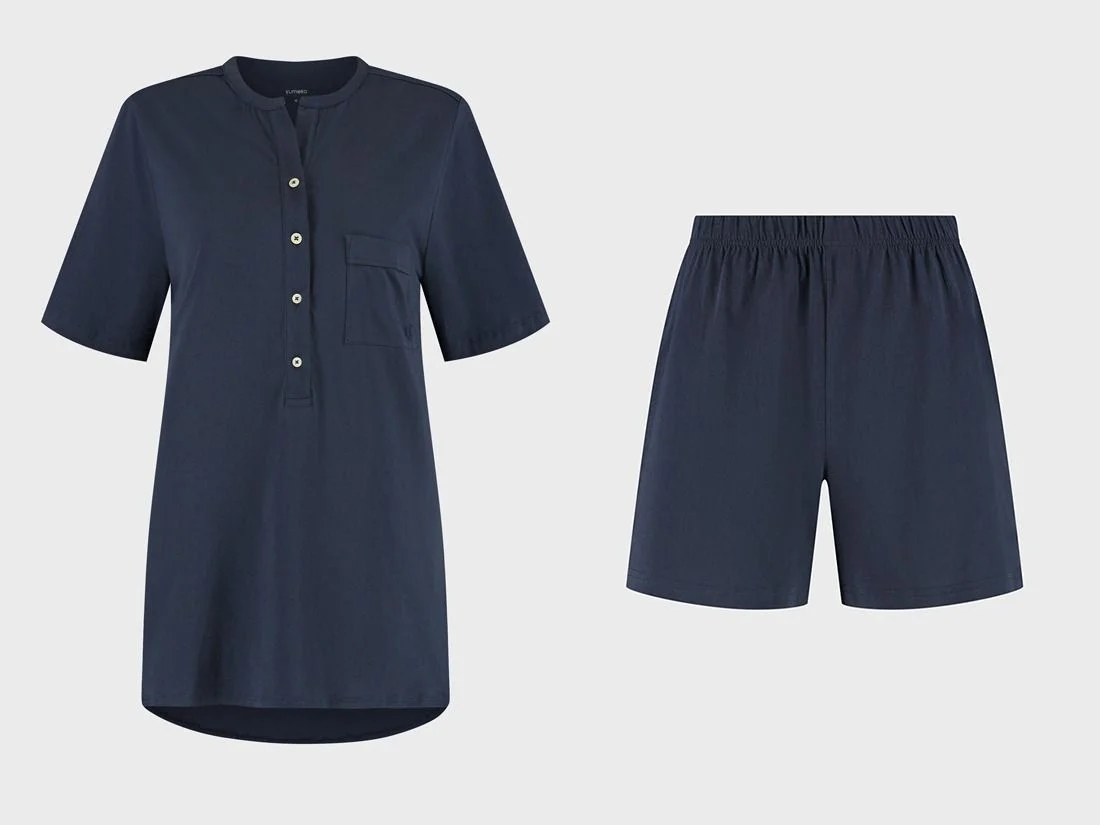 Pyjamaset dames kort jersey midnight blue