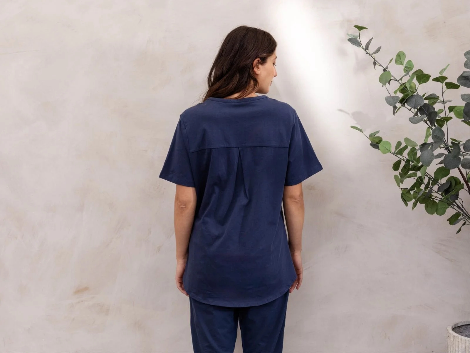 Pyjama t-shirt dames jersey midnight blue