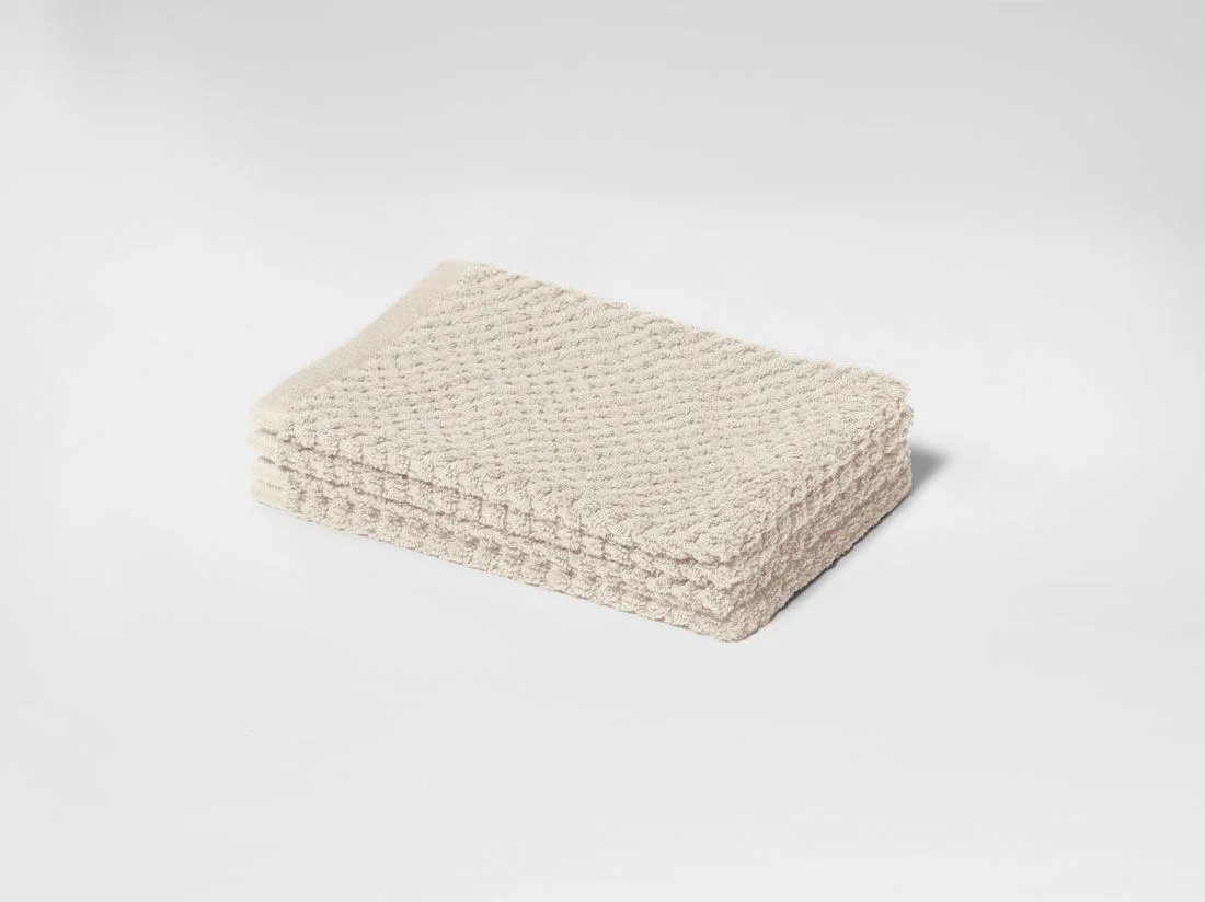 Washandjes dots white sand 15x22 - 4 st