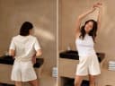 Pyjama shorts dames jersey sunrise white