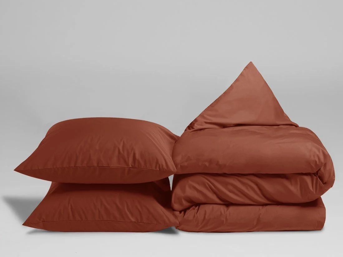 Dekbedovertrek percal katoen rusty red