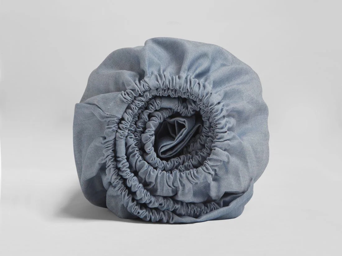 Hoeslaken katoen TENCELâ„¢ blue chambray