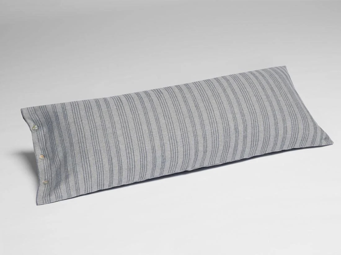 Kussensloop flanel grey/blue stripe 40x80