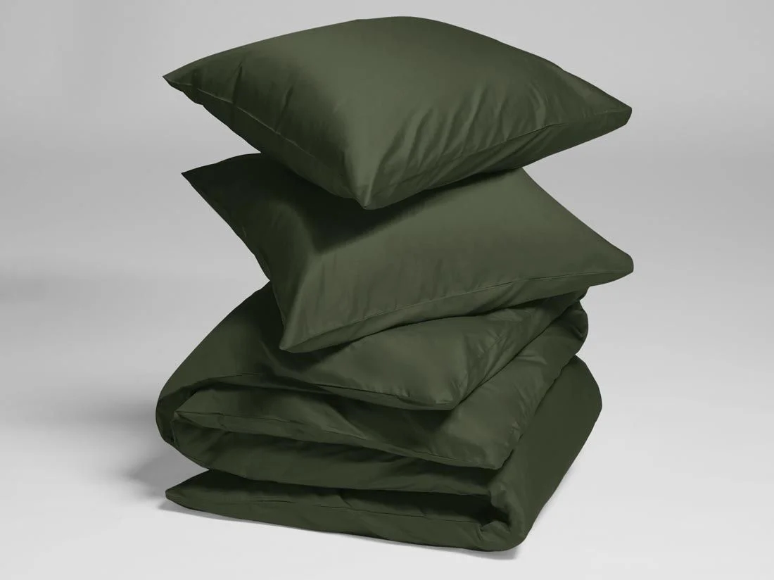 Dekbedovertrek katoen satijn dark olive