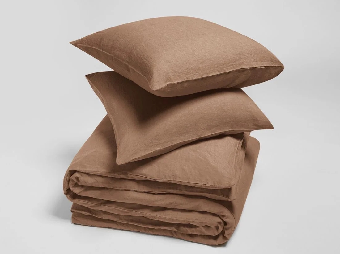 Dekbedovertrek gewassen linnen hazel