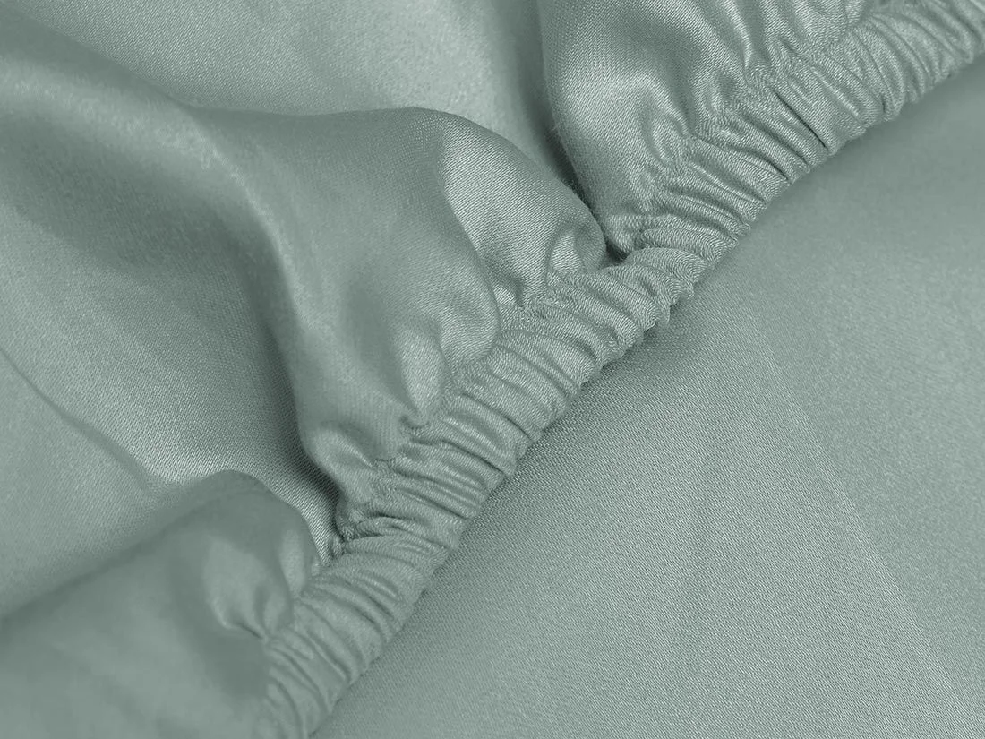 Hoeslaken katoen satijn sea green