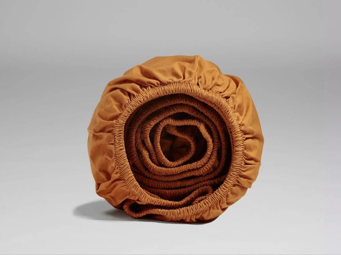 Hoeslaken percal katoen ochre yellow