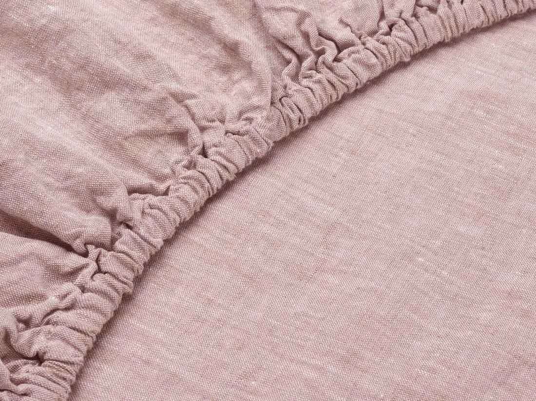 Hoeslaken gewassen linnen rose chambray