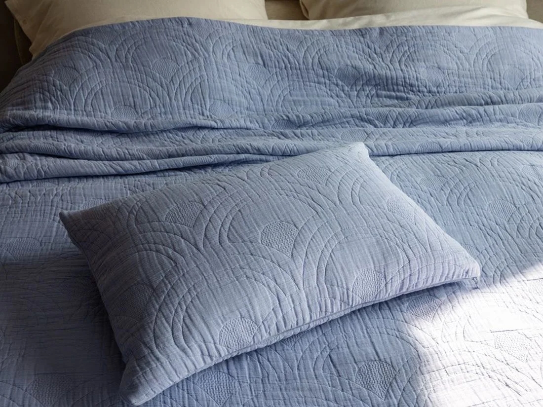 Sprei mousseline katoen arch lavender blue