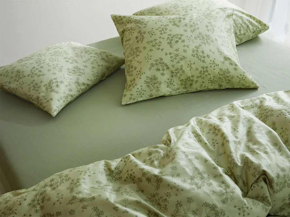 Kussensloop katoen satijn green bloom