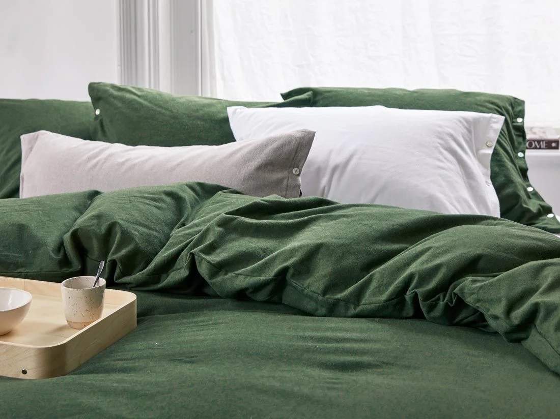 Kussensloop flanel moss green