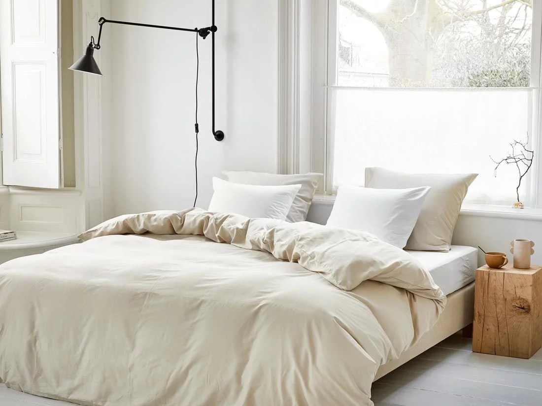 Dekbedovertrek katoen satijn sandy grey