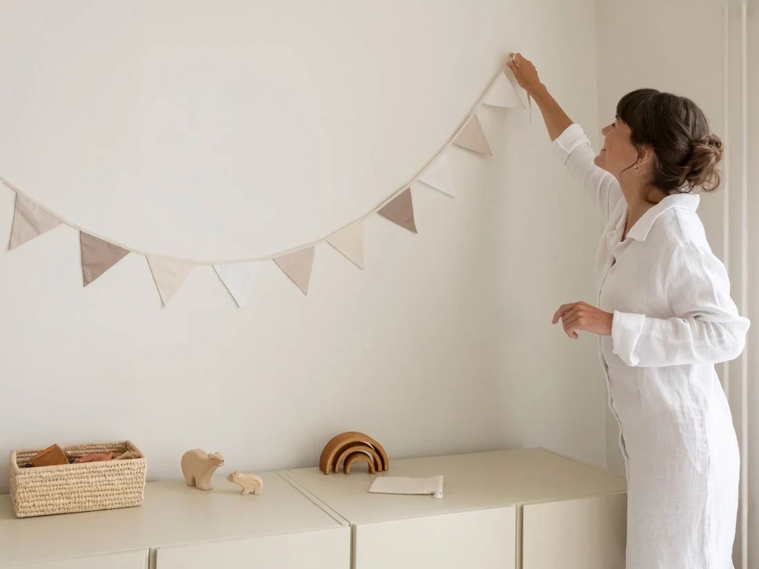 Vlaggenlijn katoen neutral 3.6m