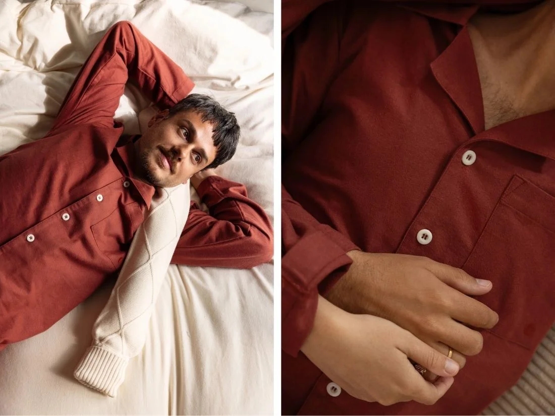 Pyjamashirt heren flanel red velvet