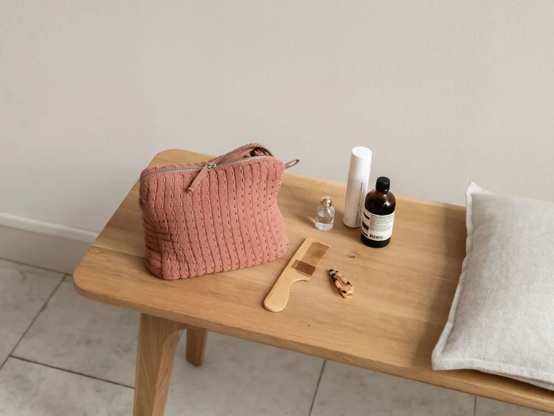 Toilettas mousseline katoen rose cloud